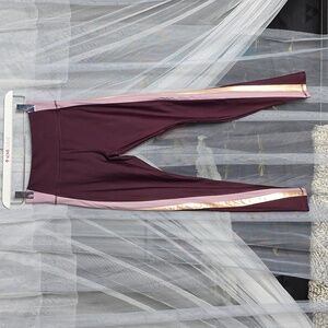 Forever 21 High Waist Athletic Leggings SM Burgundy&Rose Gold